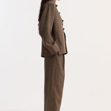 ROHE - Pankou closure linen jacket | brown melange