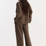 ROHE - Pankou closure linen jacket | brown melange