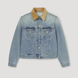 ROHE - Suede collar fitted denim jacket | classic blue