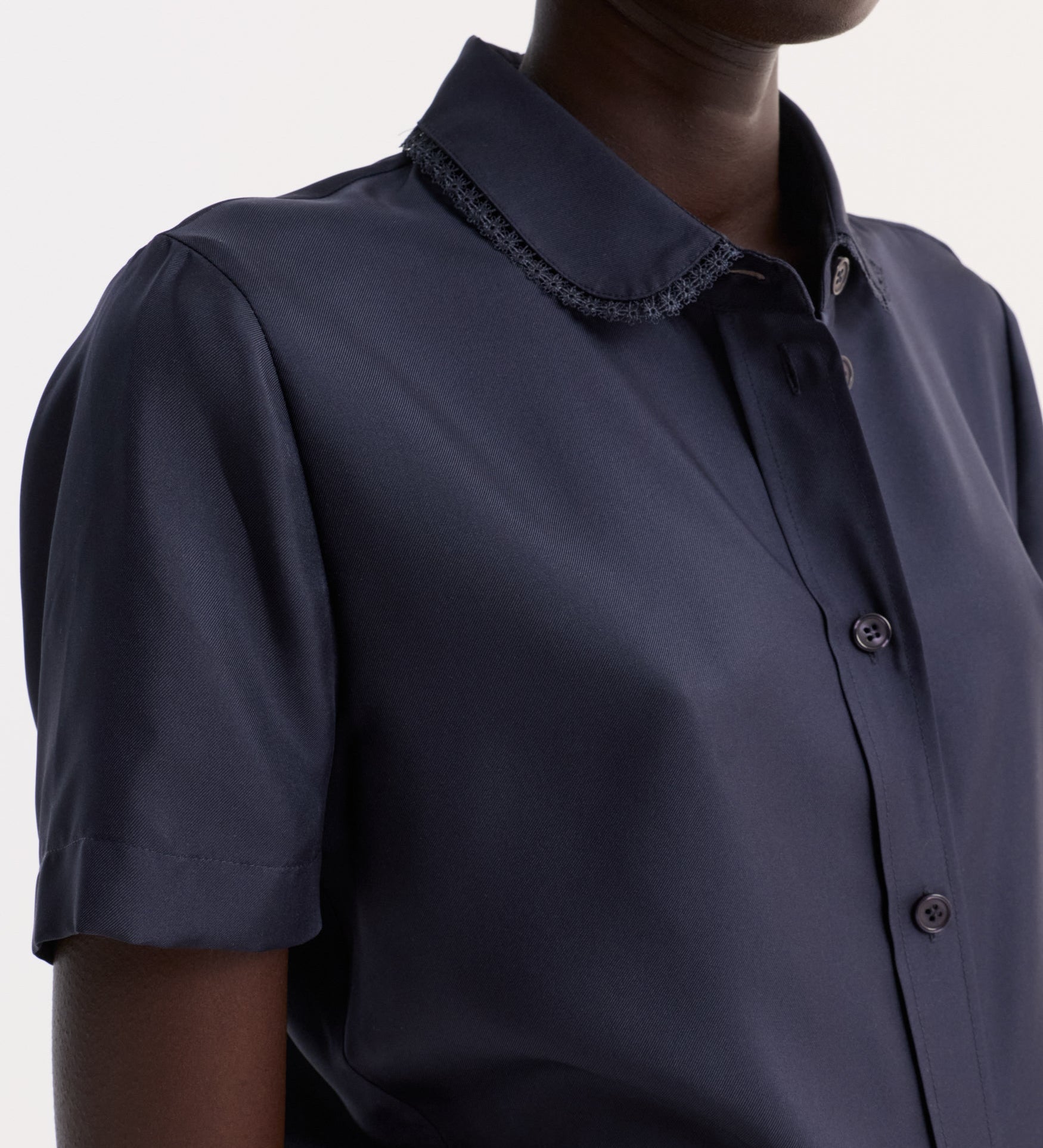 ROHE - Embroidered silk fitted shirt | night