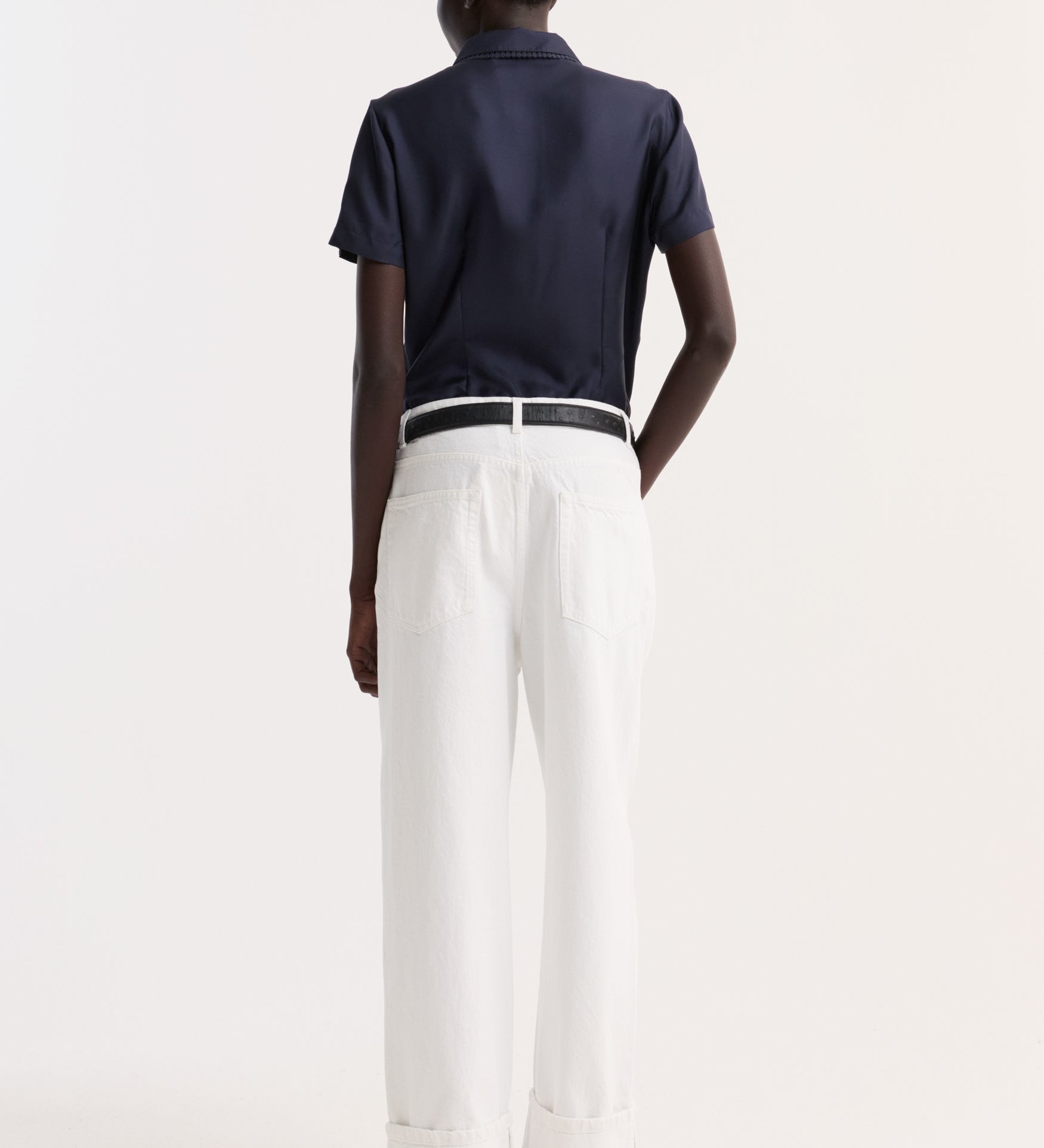ROHE - Embroidered silk fitted shirt | night