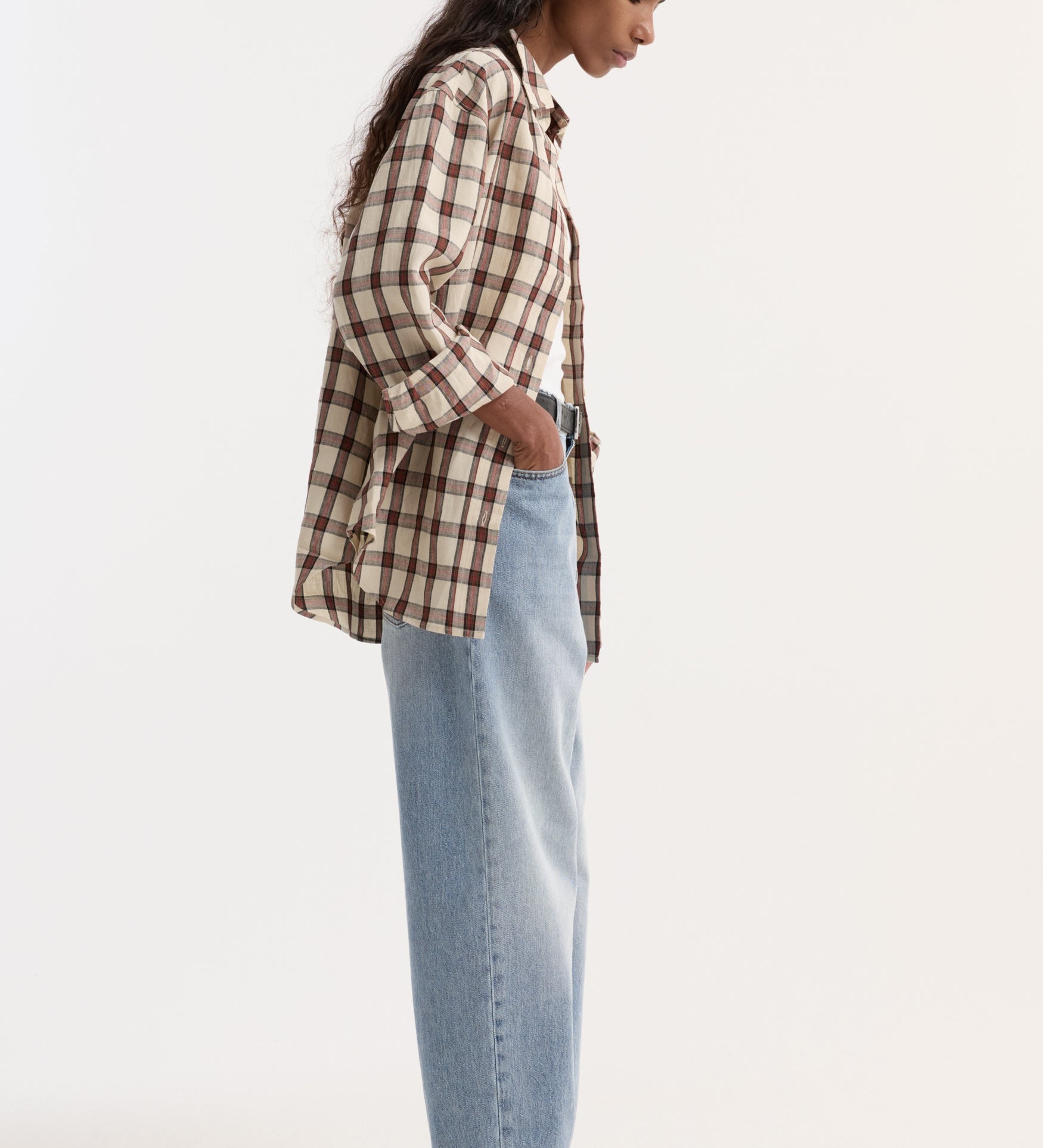 ROHE - Oversized check shirt | red table check