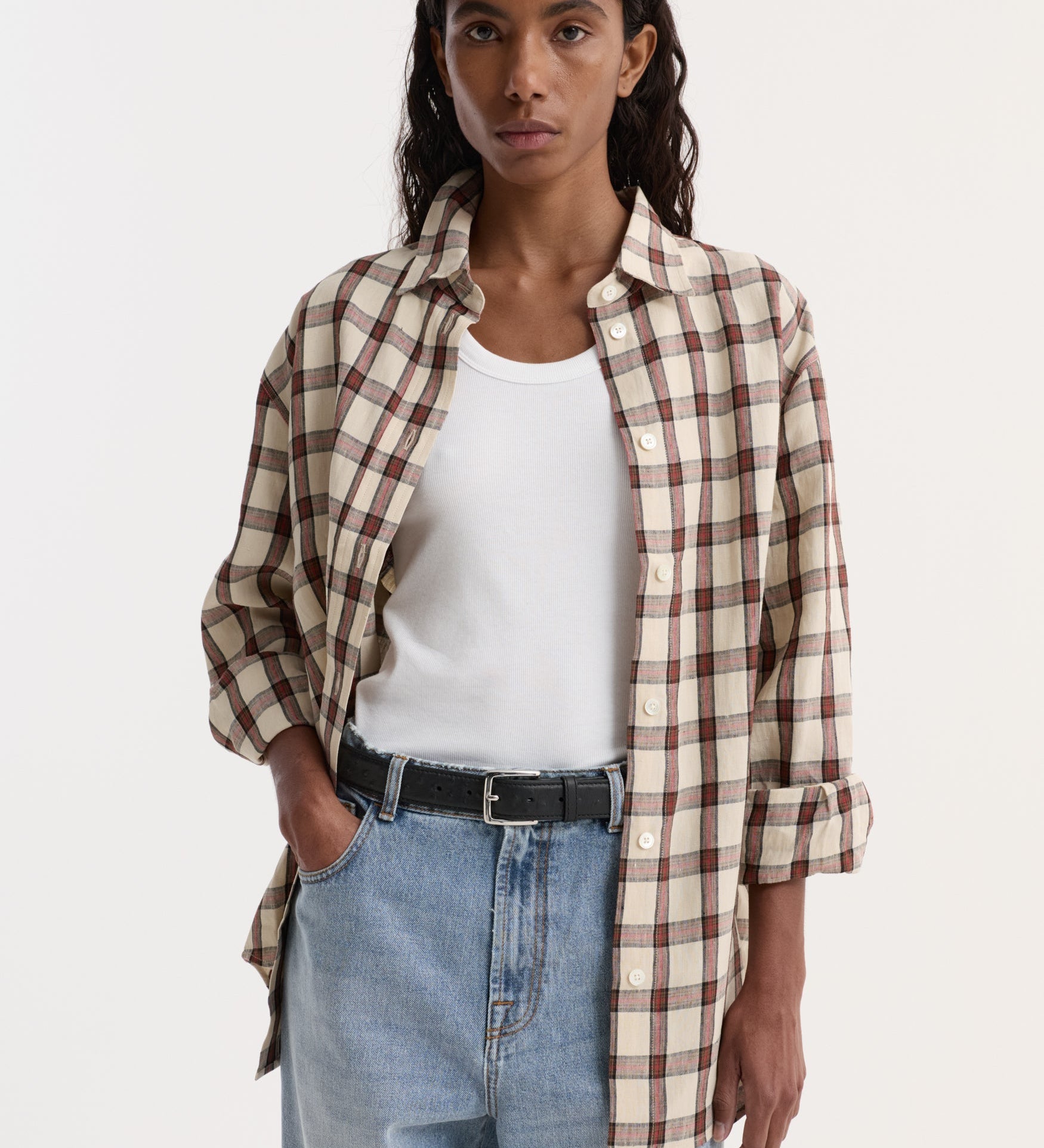 ROHE - Oversized check shirt | red table check
