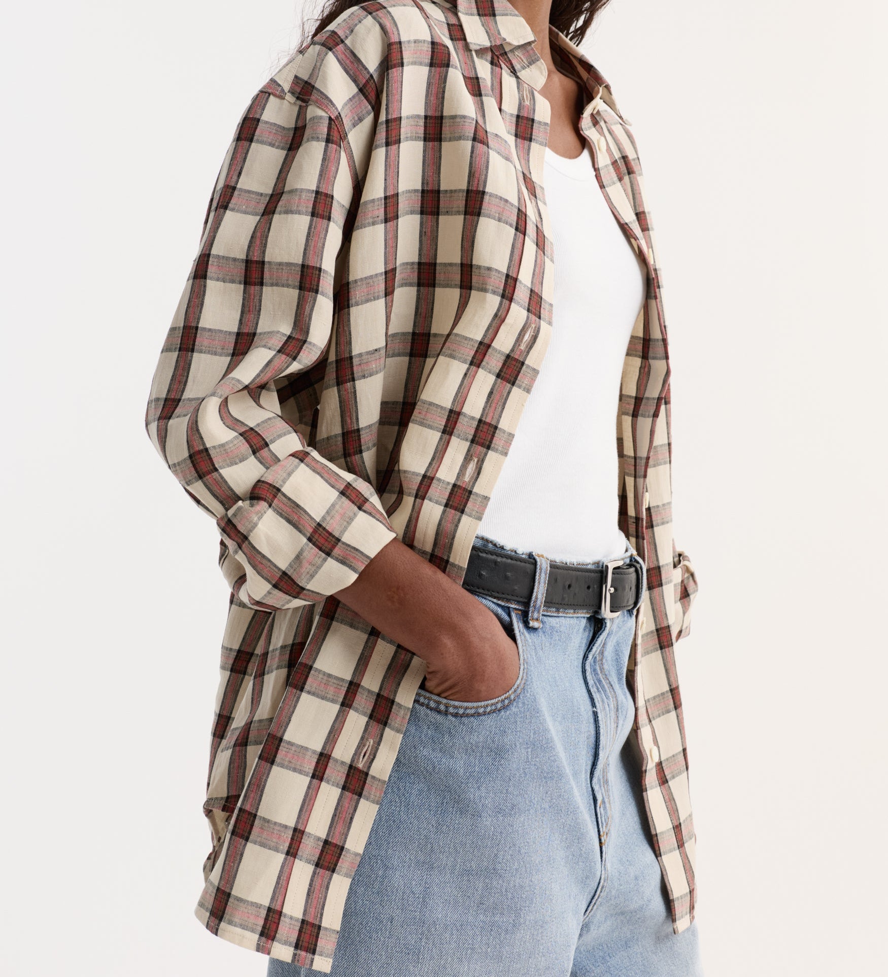 ROHE - Oversized check shirt | red table check