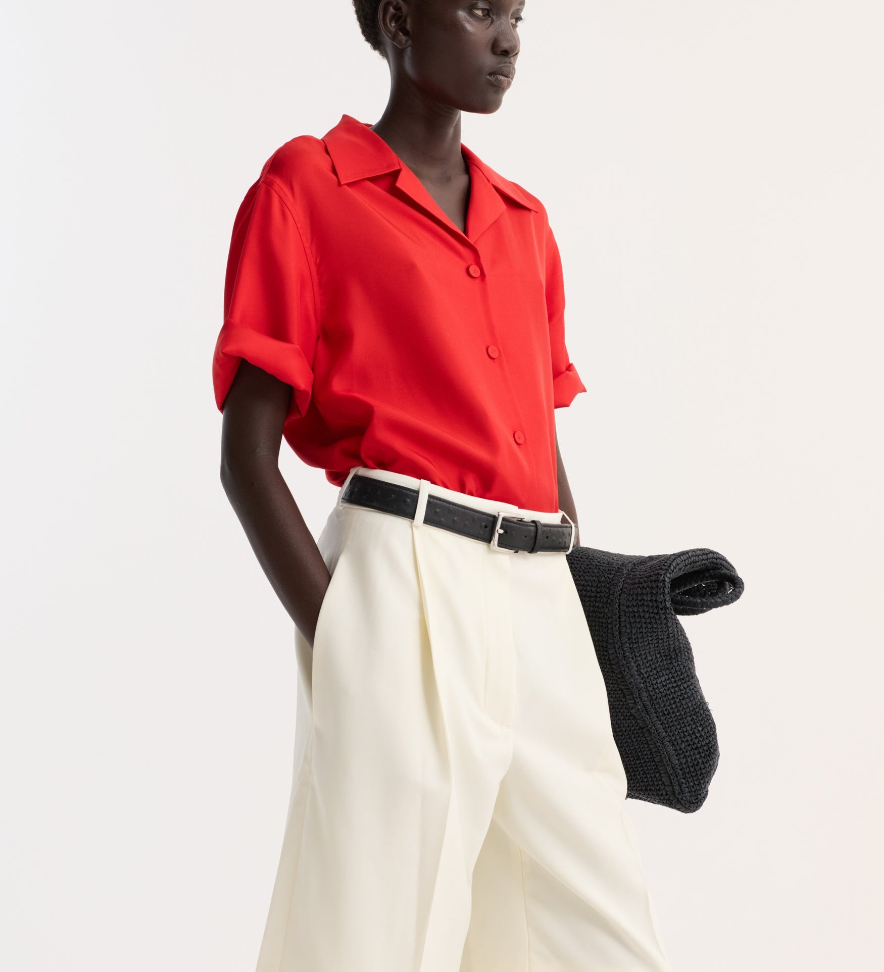 ROHE - Camp collar silk shirt | red