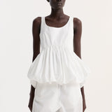 ROHE - Voluminous peplum top | optic white