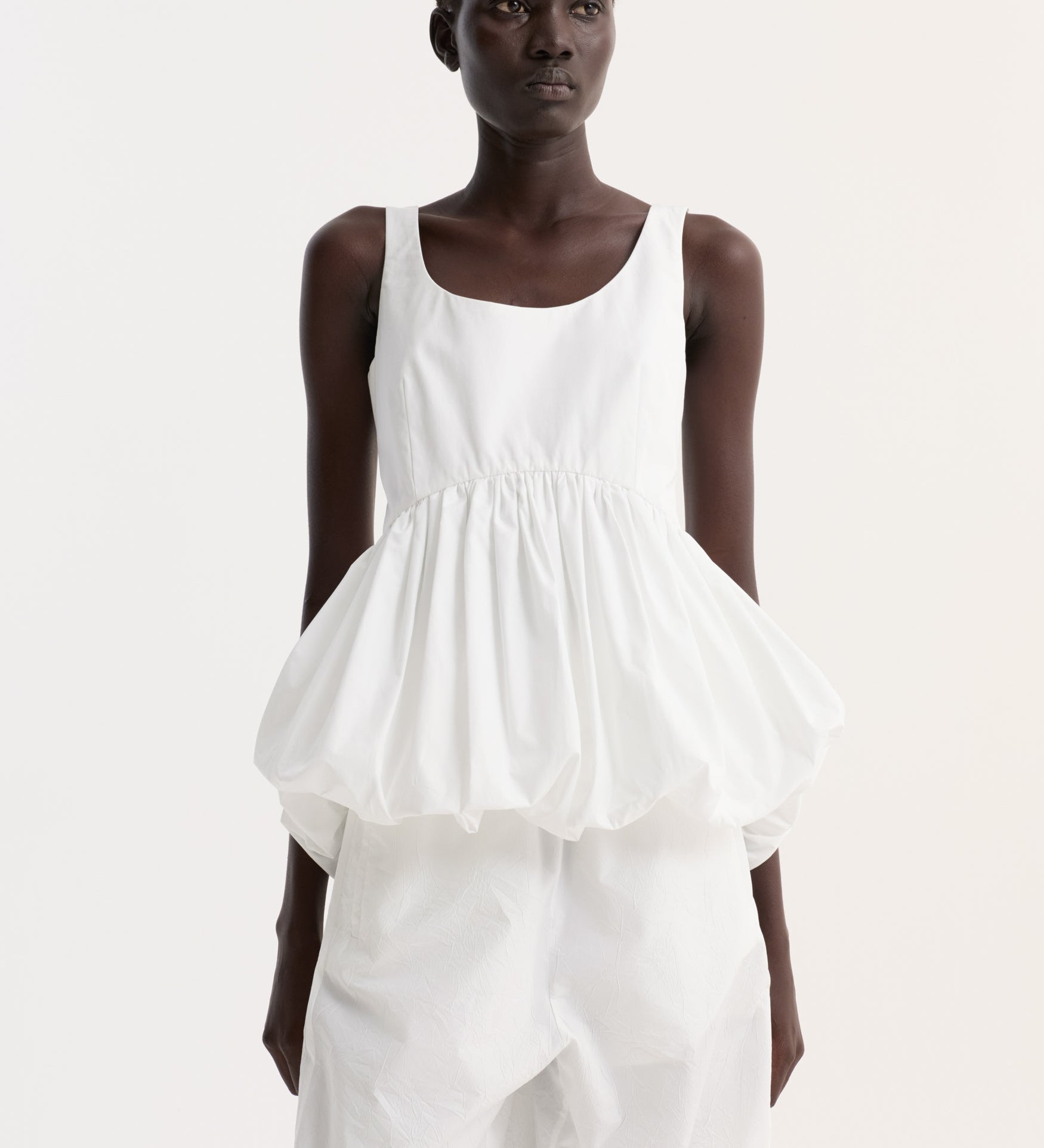 ROHE - Voluminous peplum top | optic white