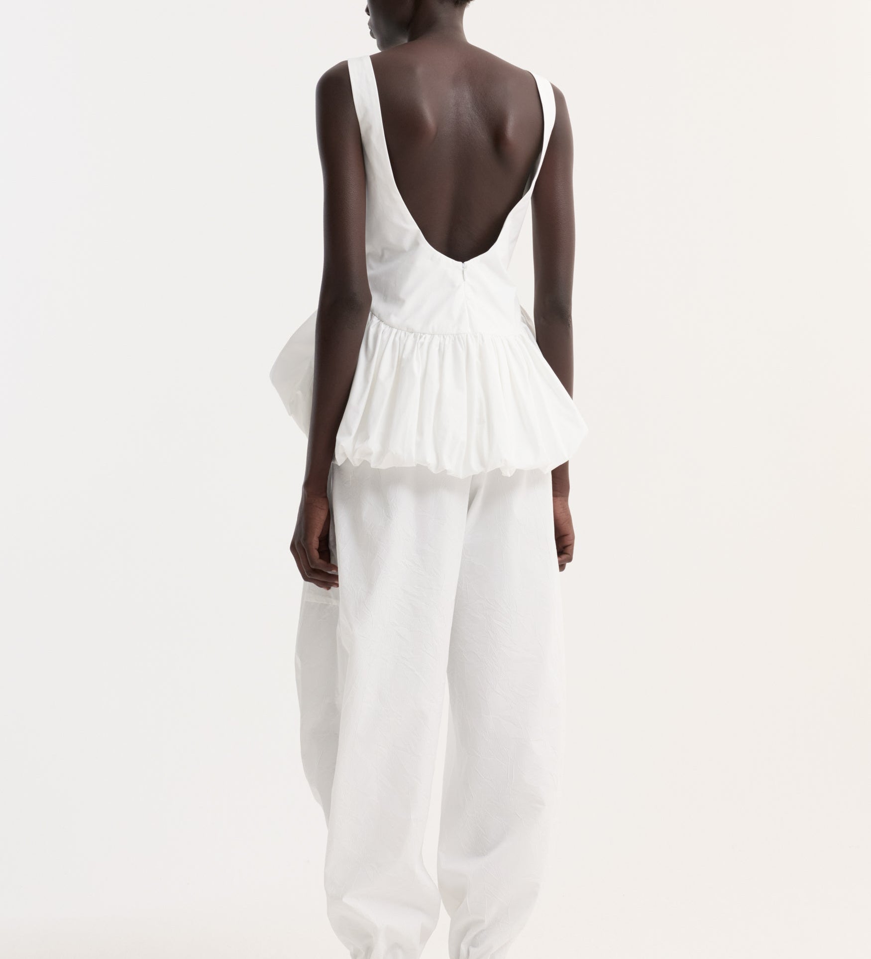 ROHE - Voluminous peplum top | optic white