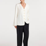 ROHE - Pankou closure silk top | cream