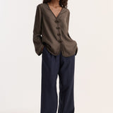 ROHE - Pankou closure silk top | earth