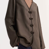 ROHE - Pankou closure silk top | earth