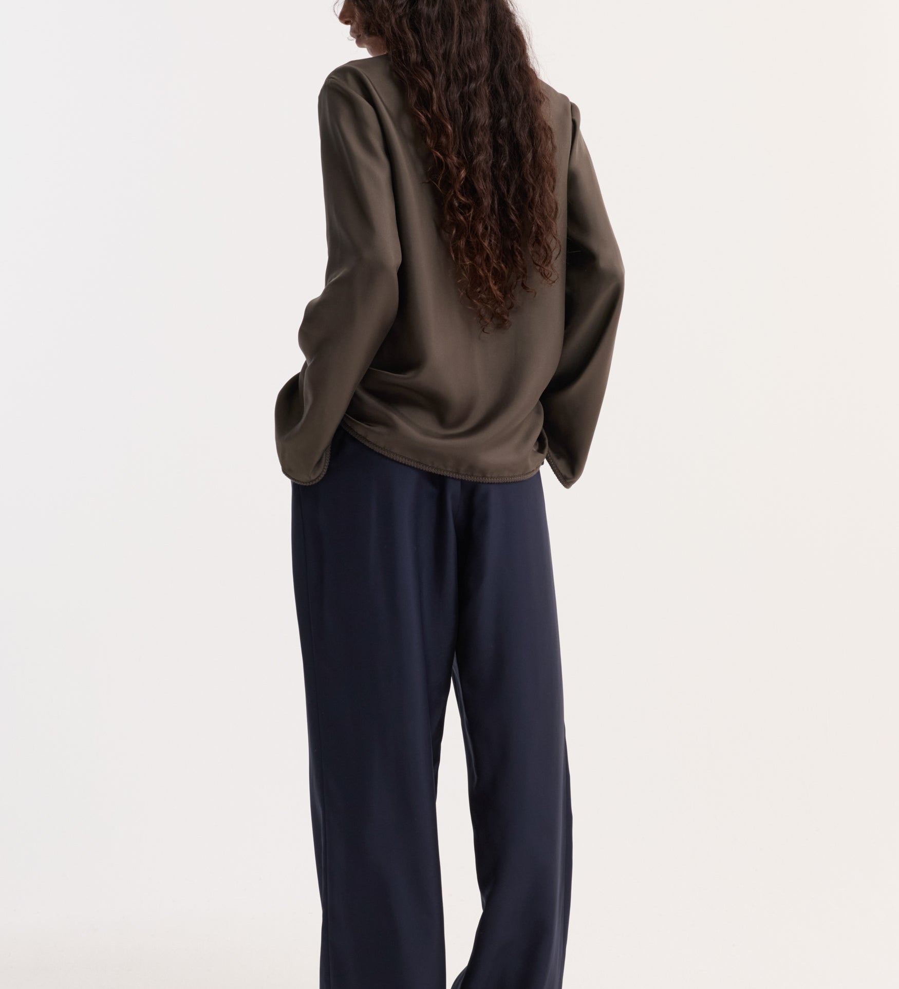 ROHE - Pankou closure silk top | earth