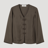 ROHE - Pankou closure silk top | earth