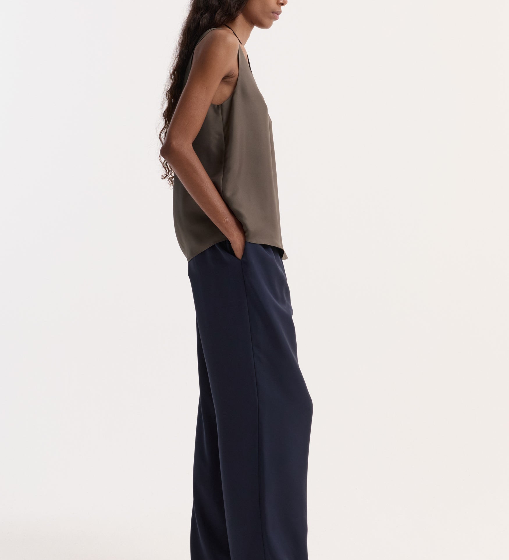 ROHE - Silk scoop - neck top | earth