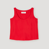 ROHE - Silk scoop - neck top | red