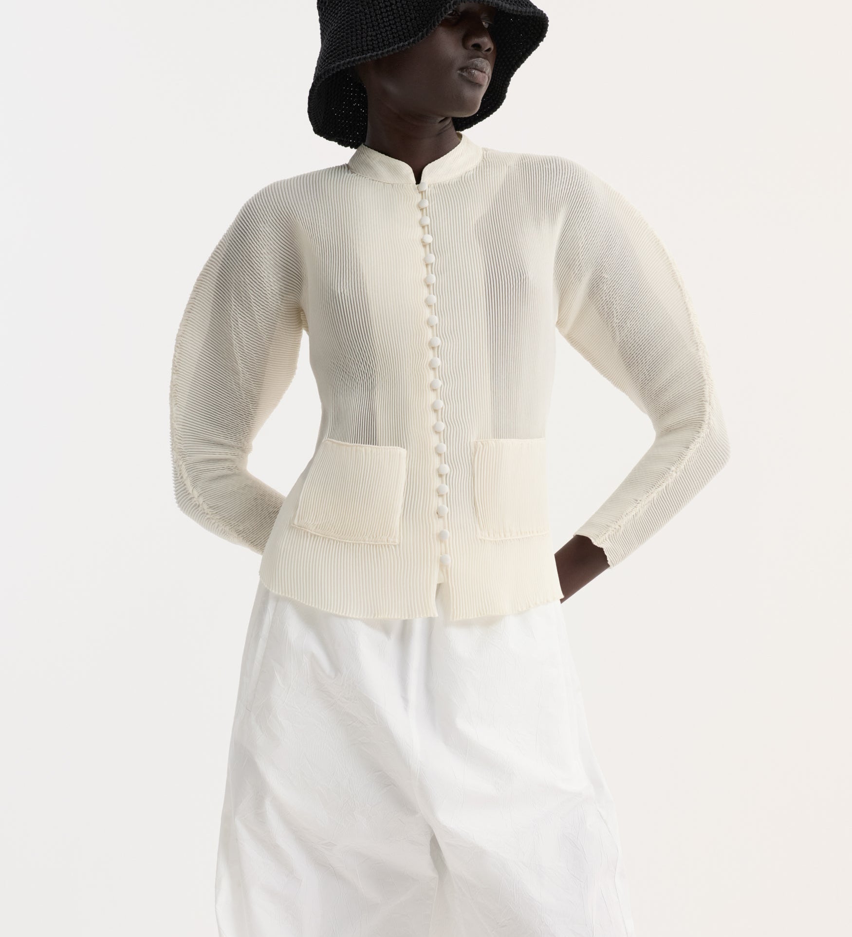 ROHE - Plissé cardigan | cream