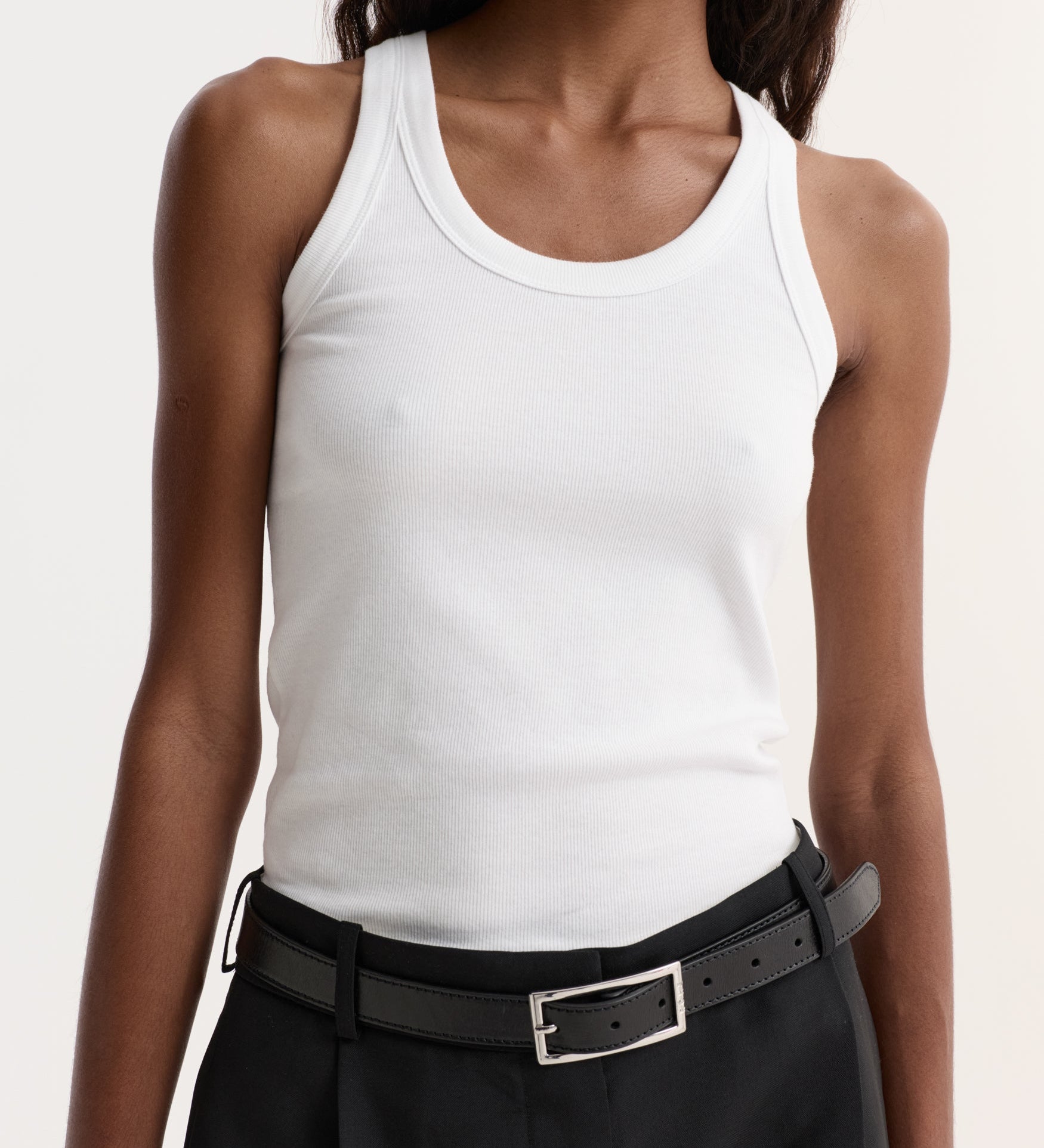 ROHE - Scoop - neck rib top | optic white