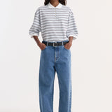 ROHE - Striped oversized polo | white / blue multi stripe