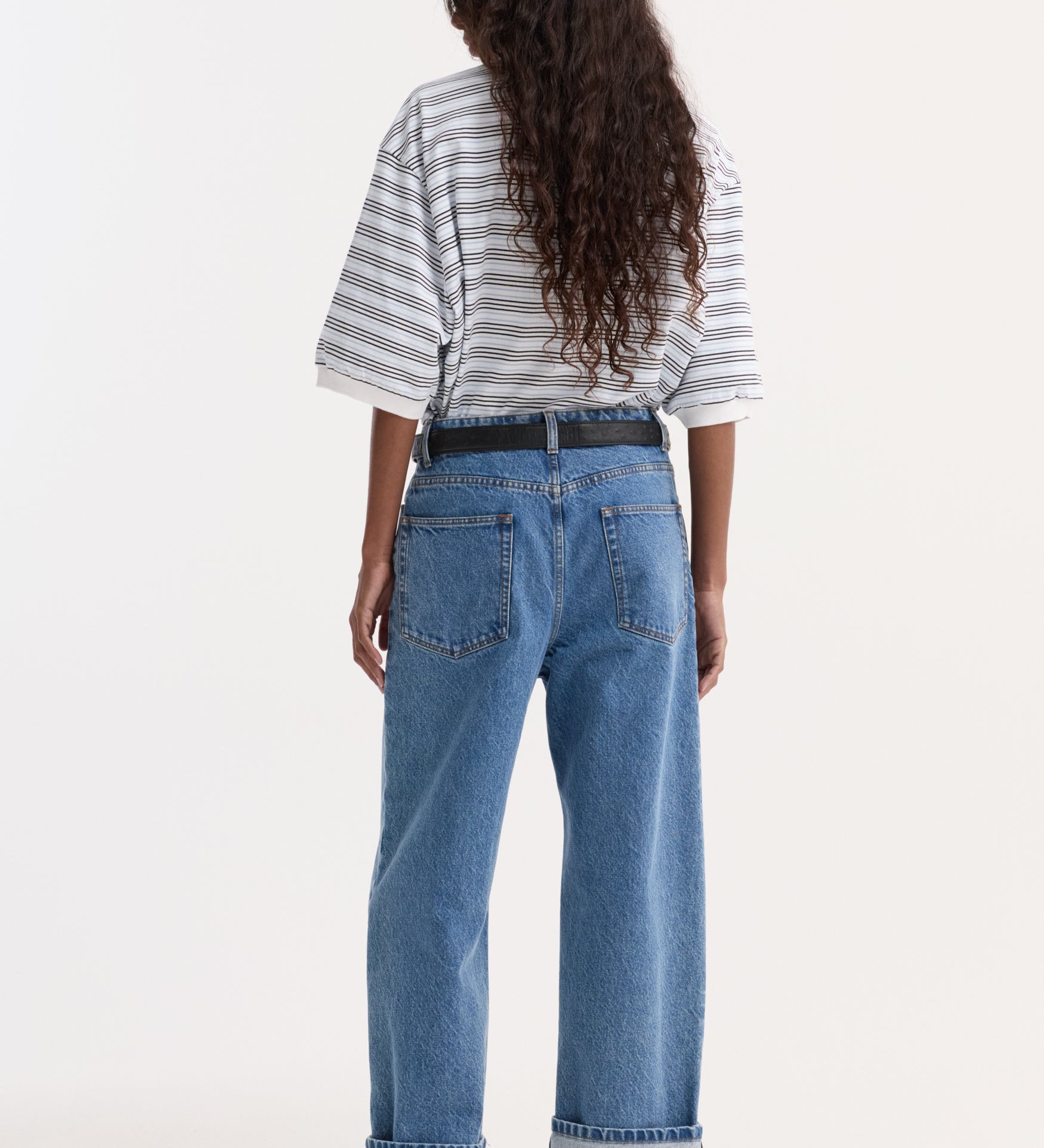 ROHE - Striped oversized polo | white / blue multi stripe