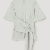 ROHE - Silk - blend wrap top | fine stripe