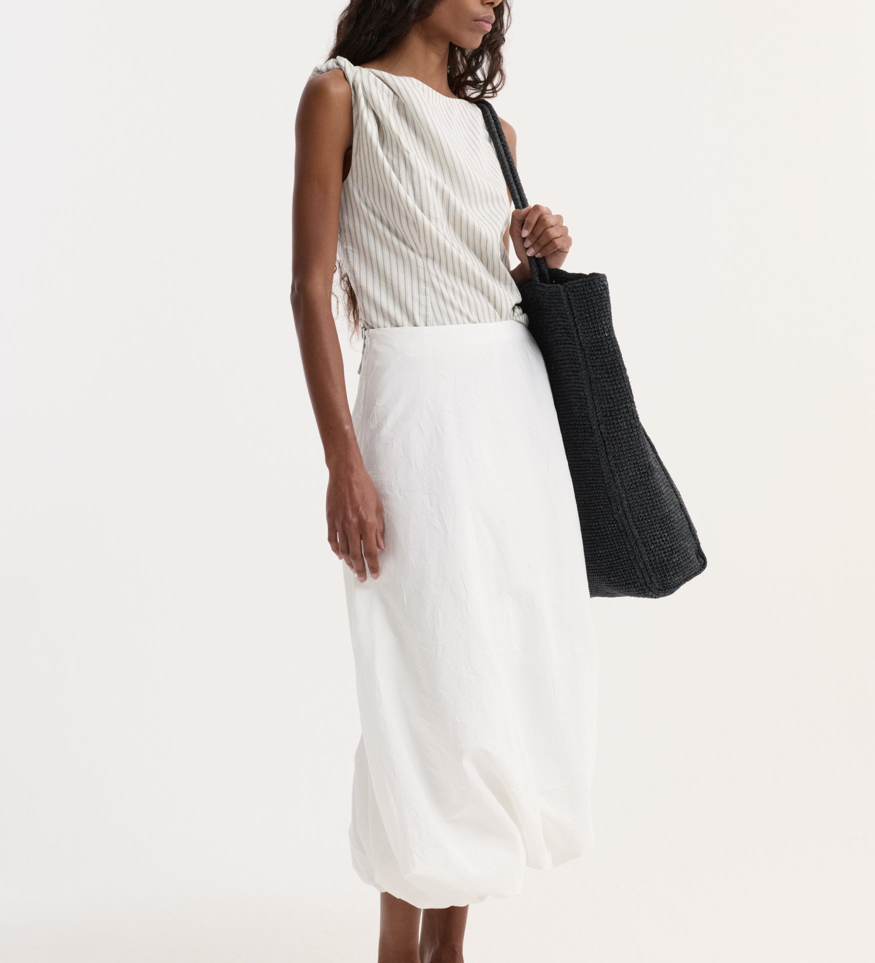 ROHE - Silk - blend draped top | fine stripe