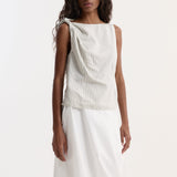ROHE - Silk - blend draped top | fine stripe