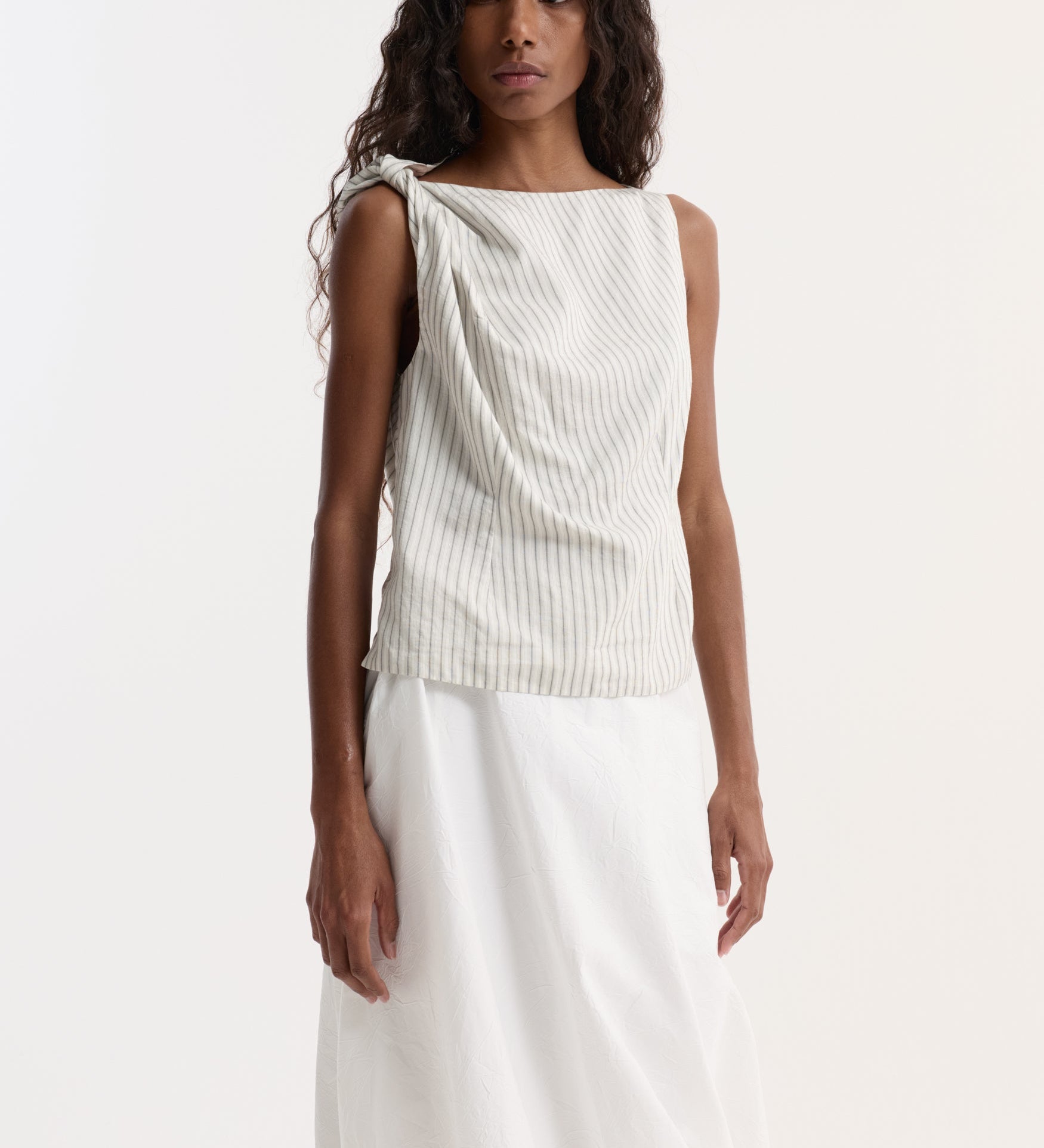 ROHE - Silk - blend draped top | fine stripe
