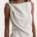ROHE - Silk - blend draped top | fine stripe