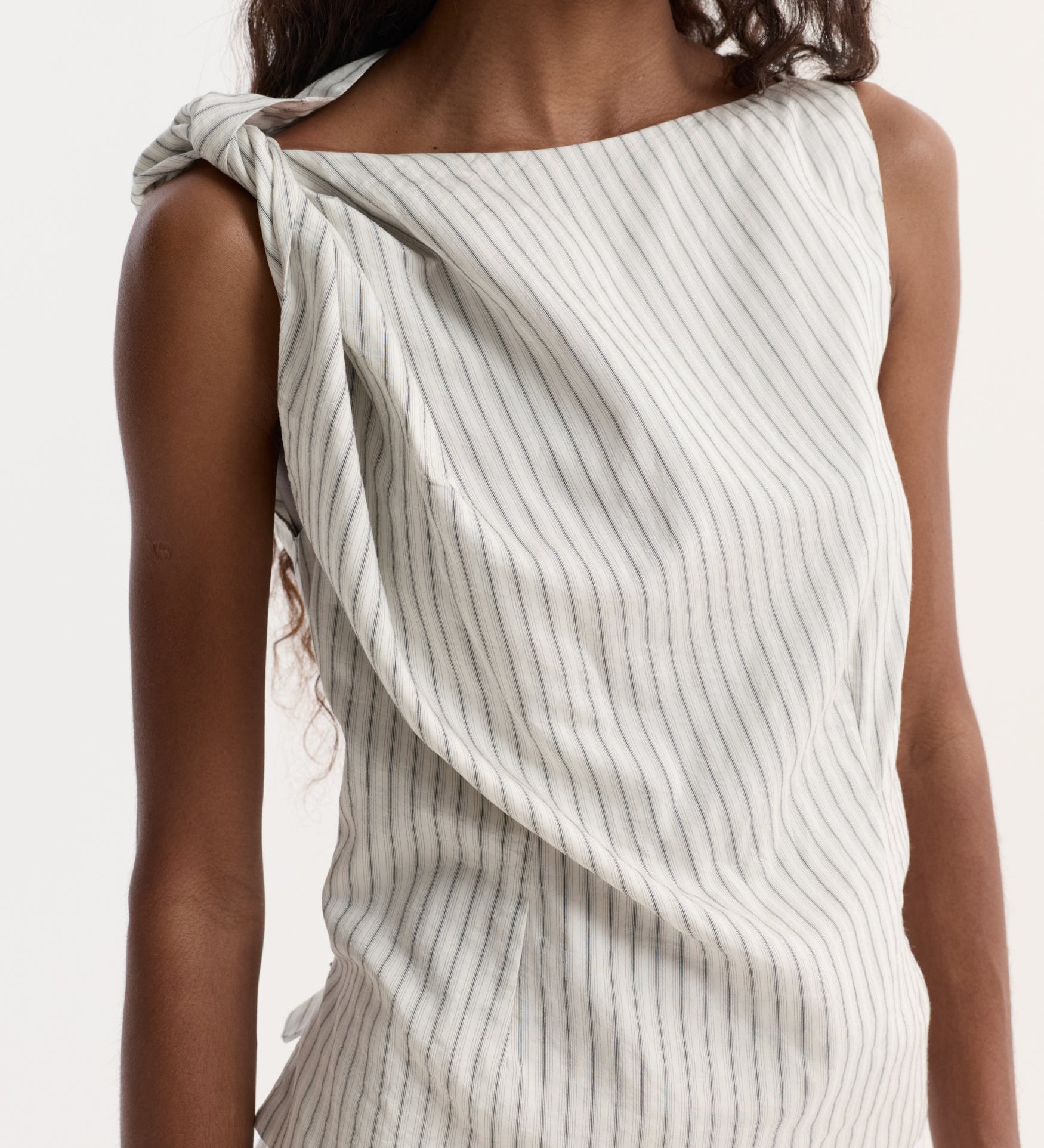 ROHE - Silk - blend draped top | fine stripe