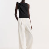 ROHE - Draped linen silk top | black
