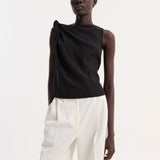 ROHE - Draped linen silk top | black