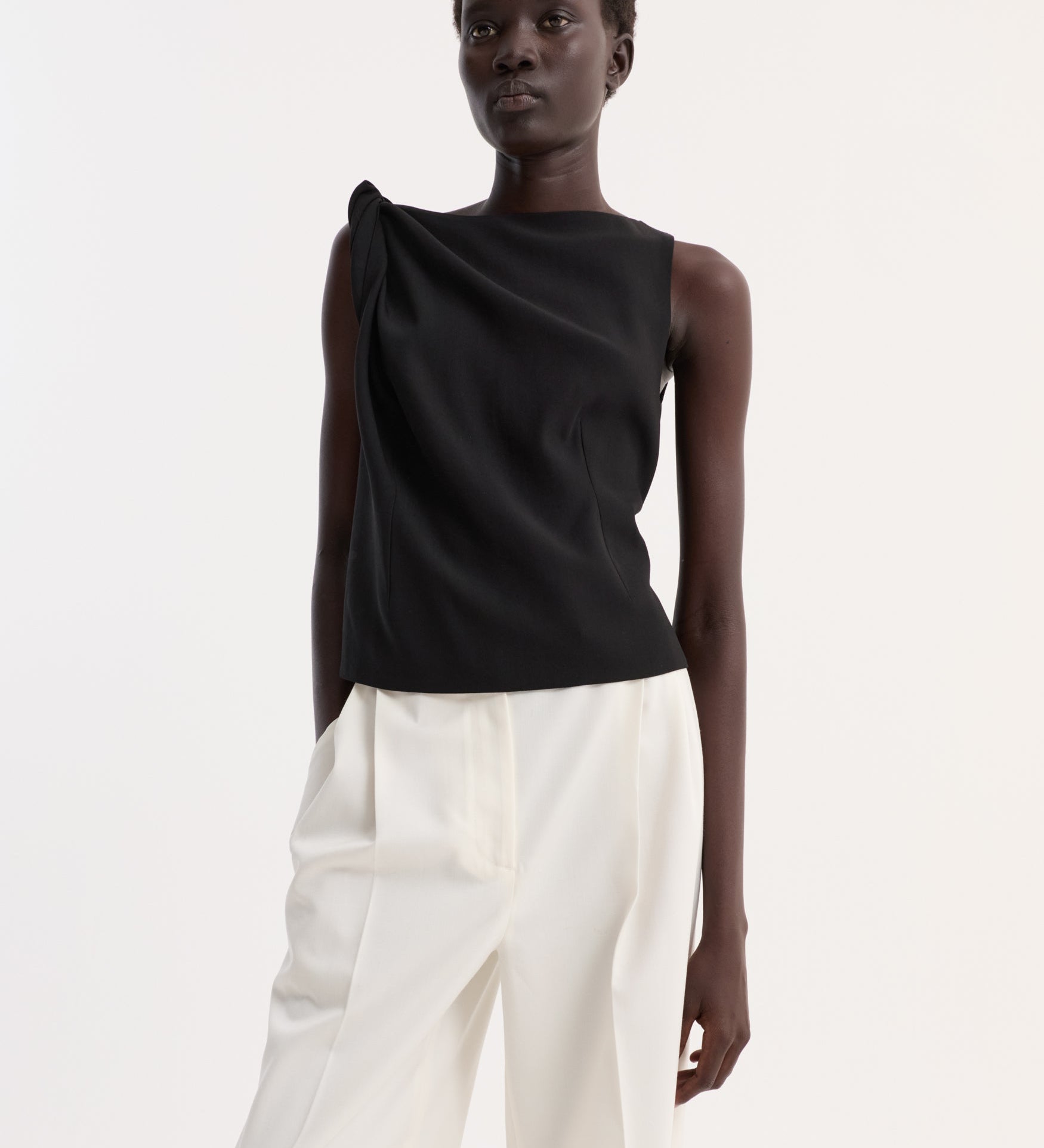 ROHE - Draped linen silk top | black