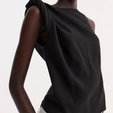 ROHE - Draped linen silk top | black