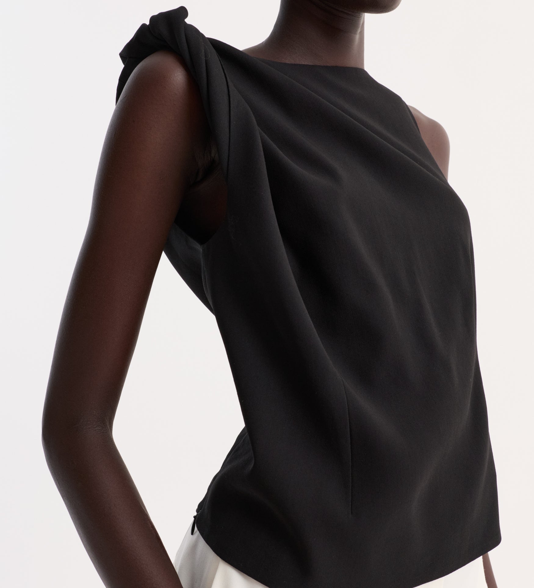 ROHE - Draped linen silk top | black