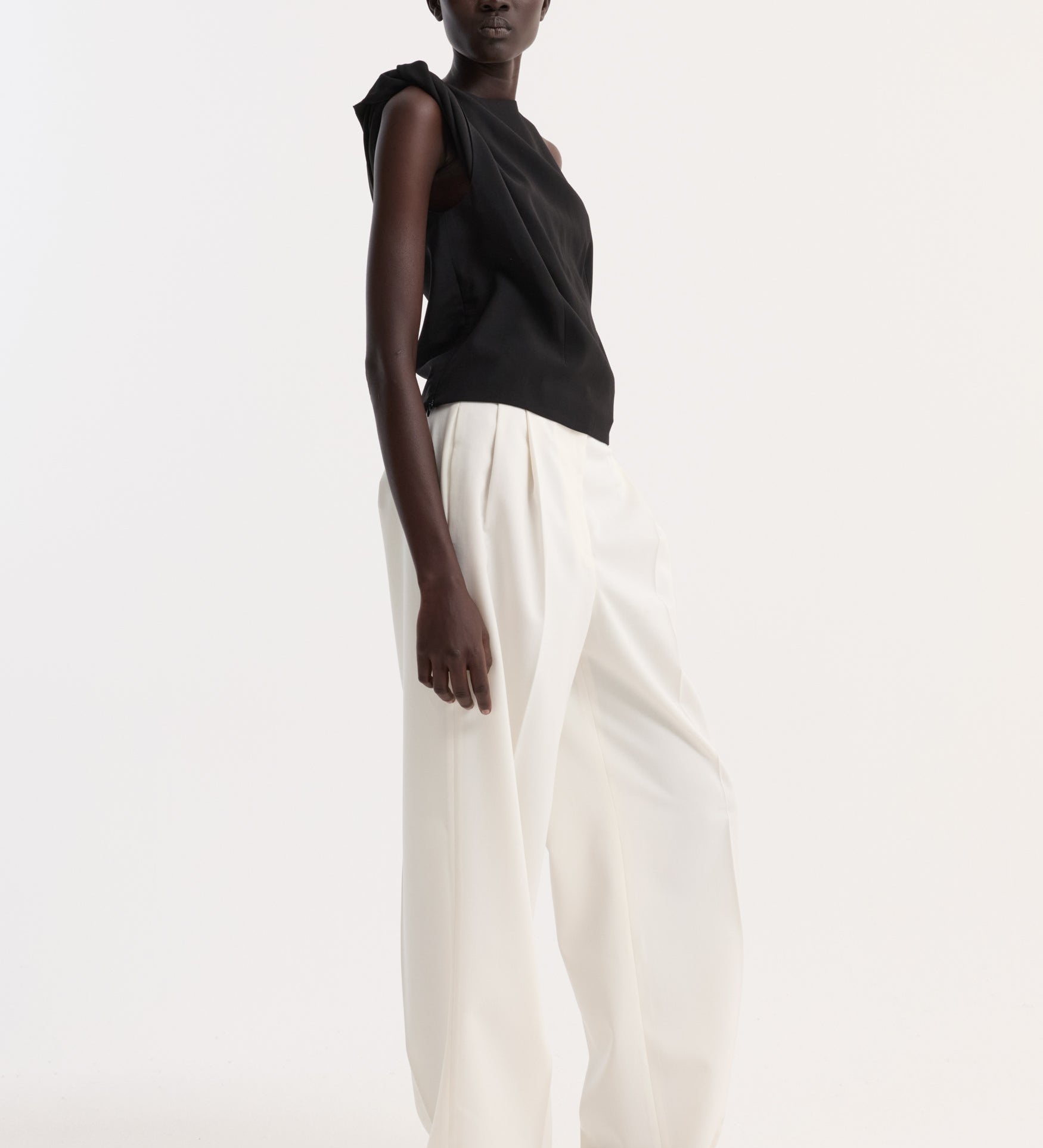 ROHE - Draped linen silk top | black