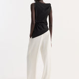 ROHE - Draped linen silk top | black