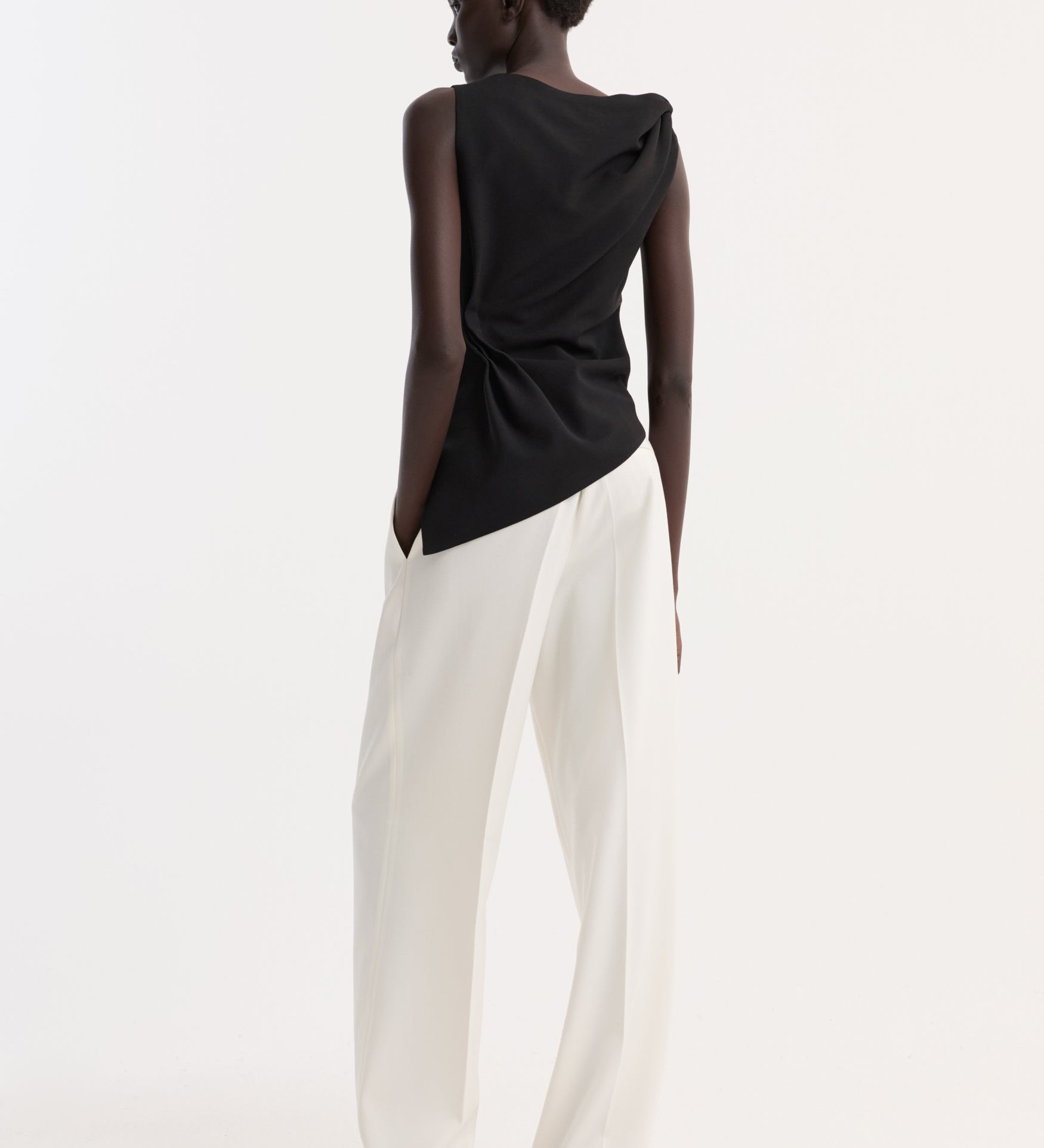 ROHE - Draped linen silk top | black