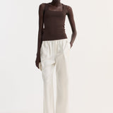 ROHE - Bustier shaped knitted top | dark chocolate