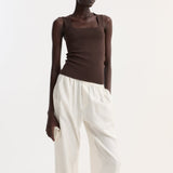 ROHE - Bustier shaped knitted top | dark chocolate