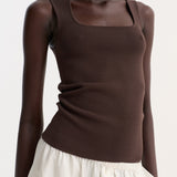 ROHE - Bustier shaped knitted top | dark chocolate
