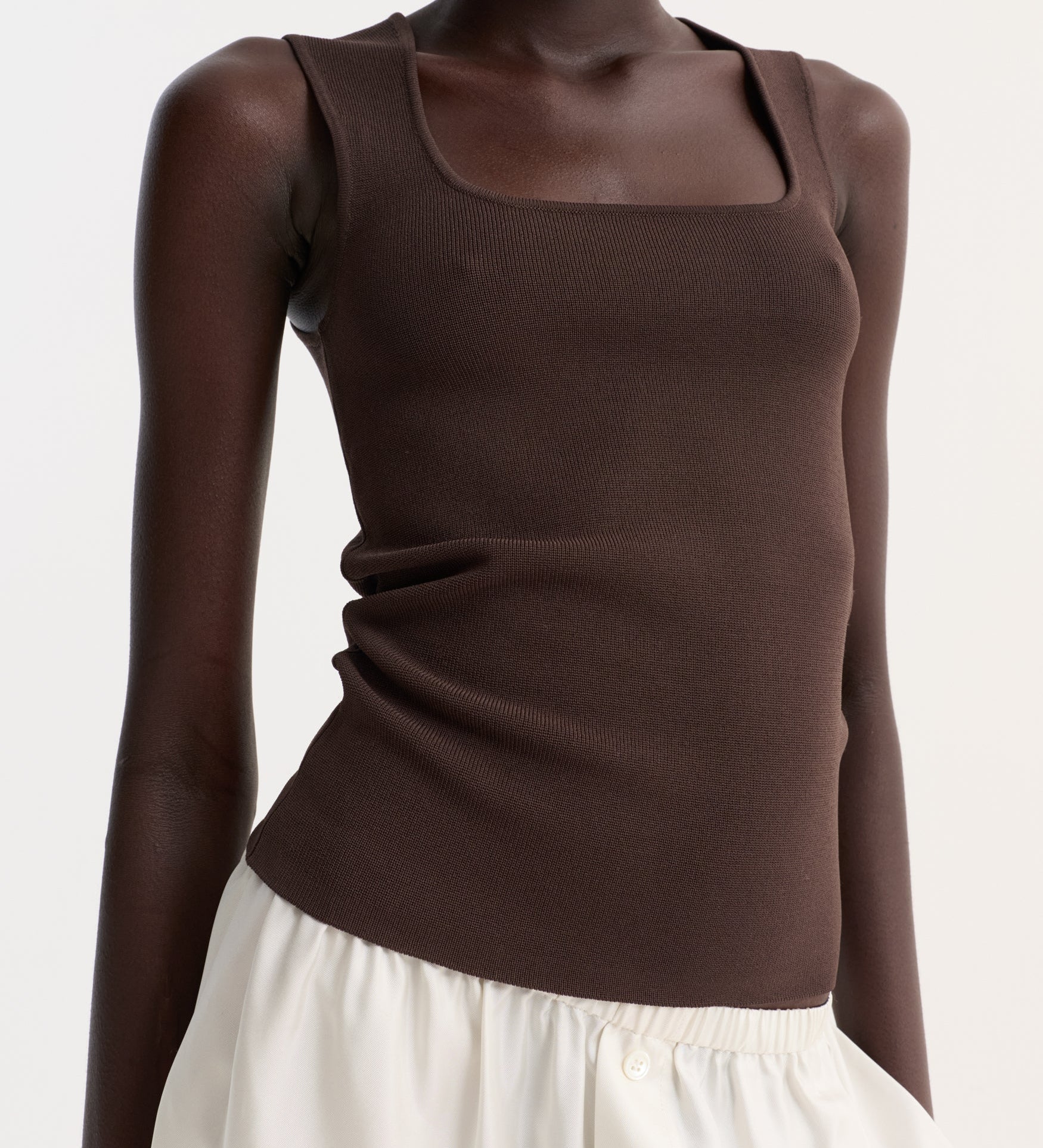 ROHE - Bustier shaped knitted top | dark chocolate