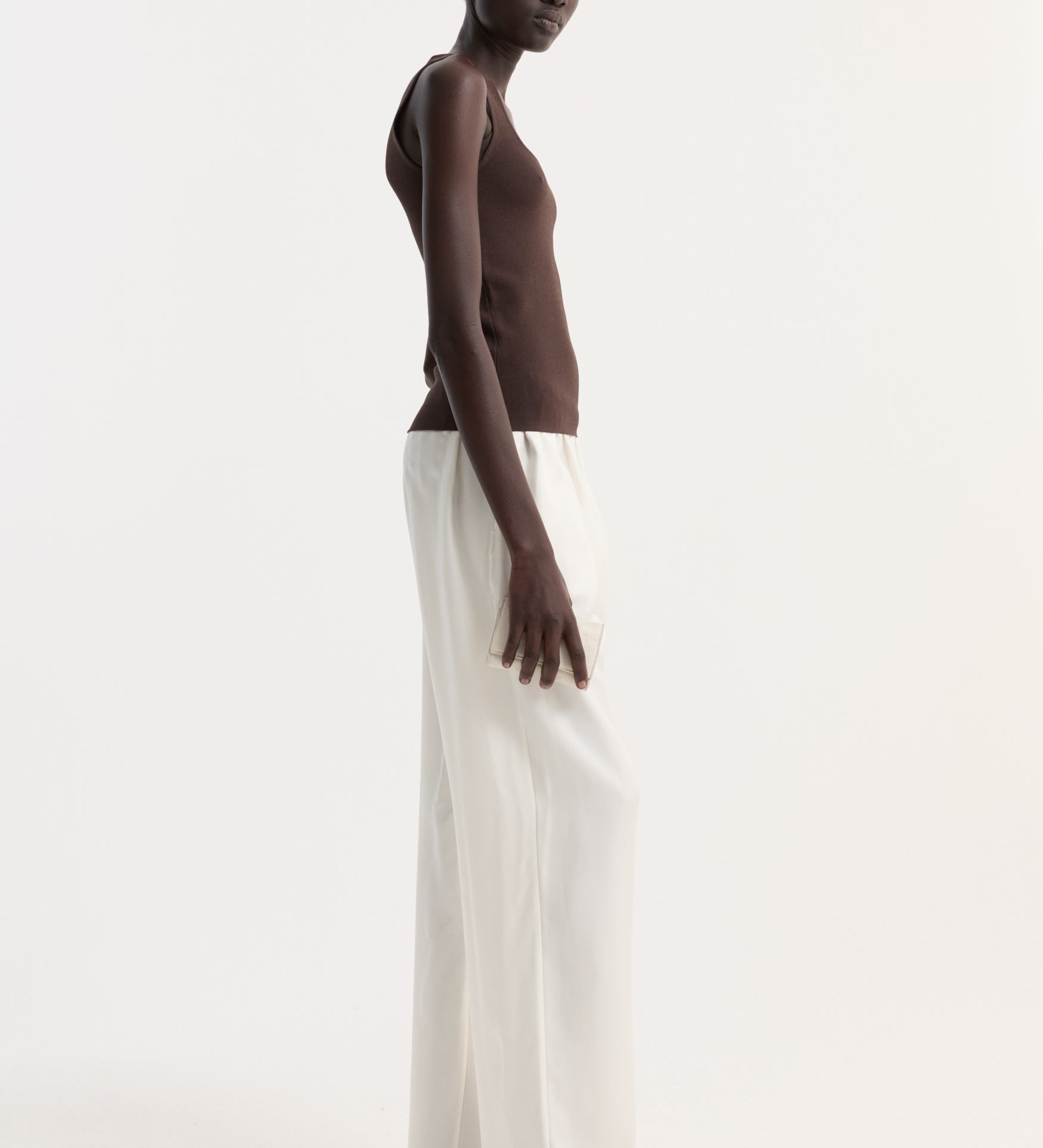 ROHE - Bustier shaped knitted top | dark chocolate