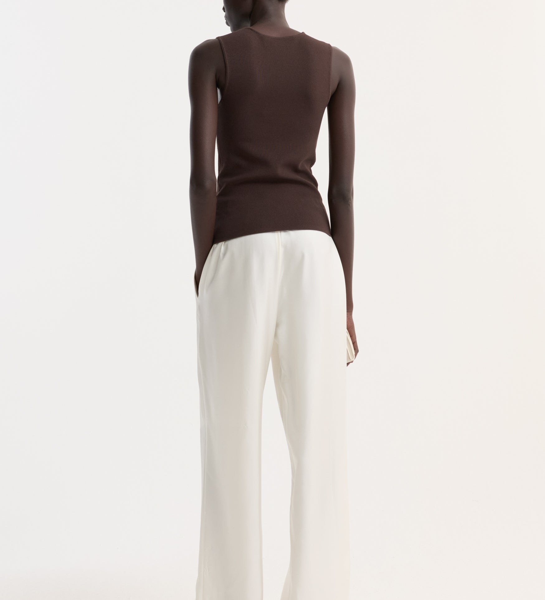 ROHE - Bustier shaped knitted top | dark chocolate