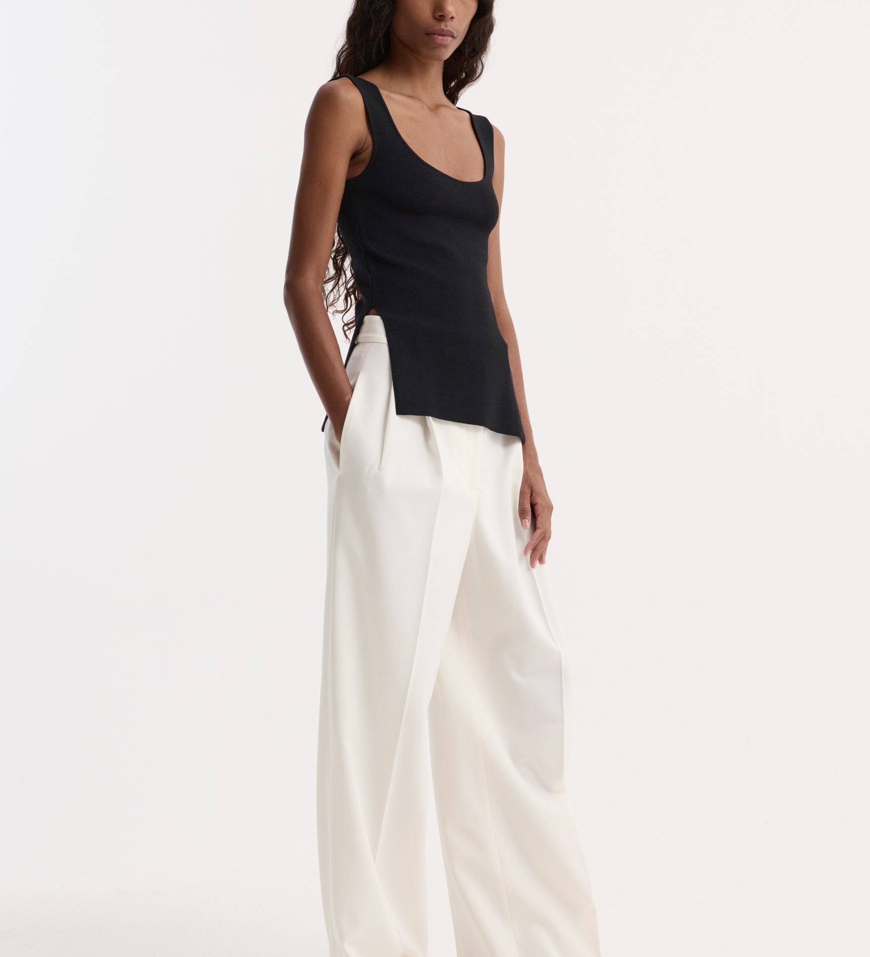 ROHE - Long knitted bustier top | black