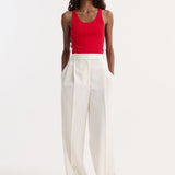 ROHE - Scoop neck knitted top | red