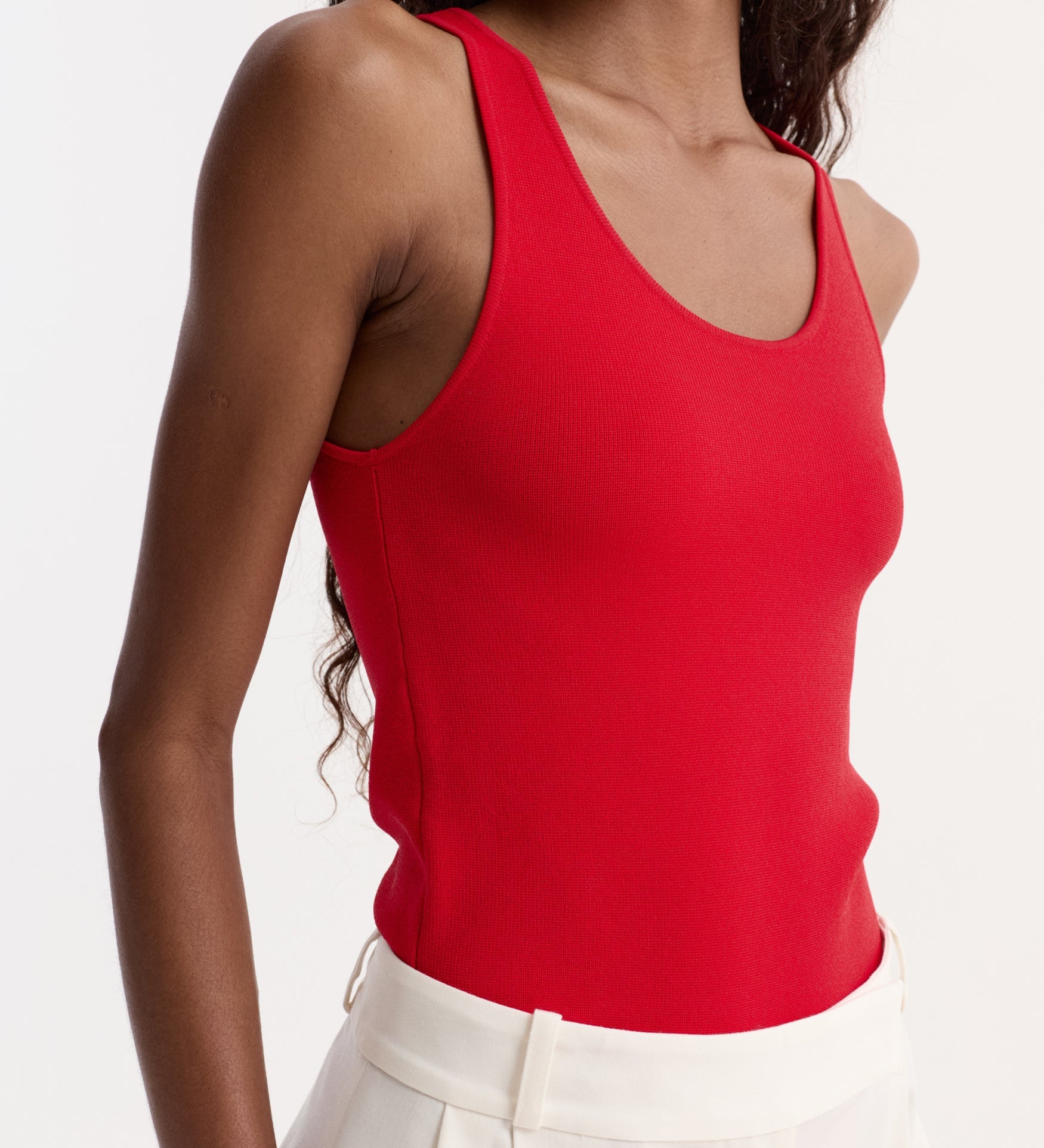 ROHE - Scoop neck knitted top | red