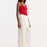 ROHE - Scoop neck knitted top | red
