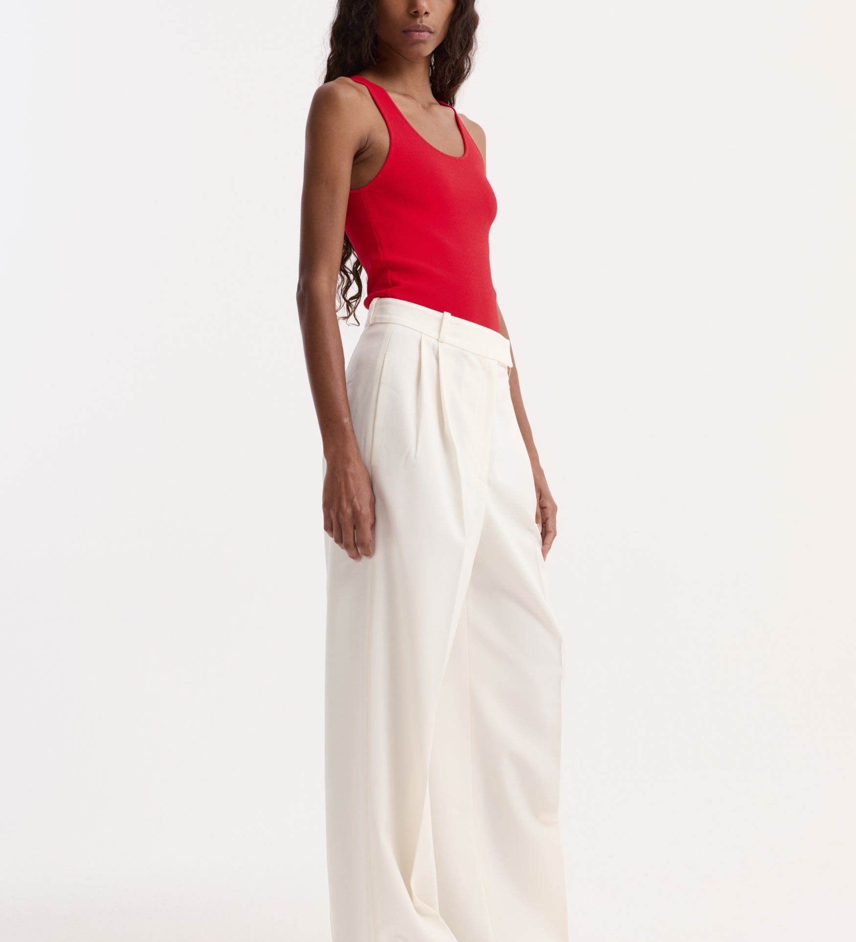 ROHE - Scoop neck knitted top | red