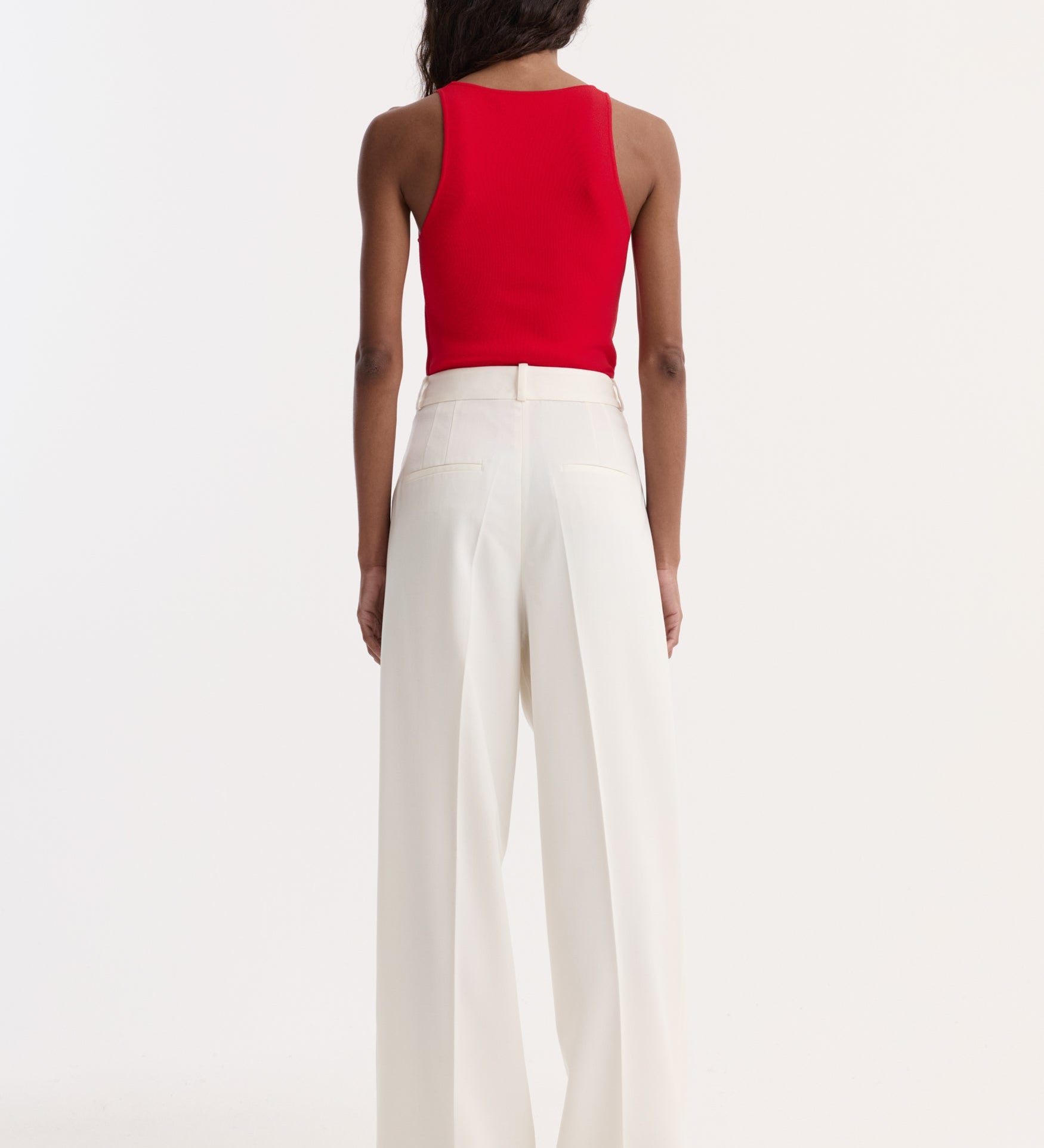 ROHE - Scoop neck knitted top | red