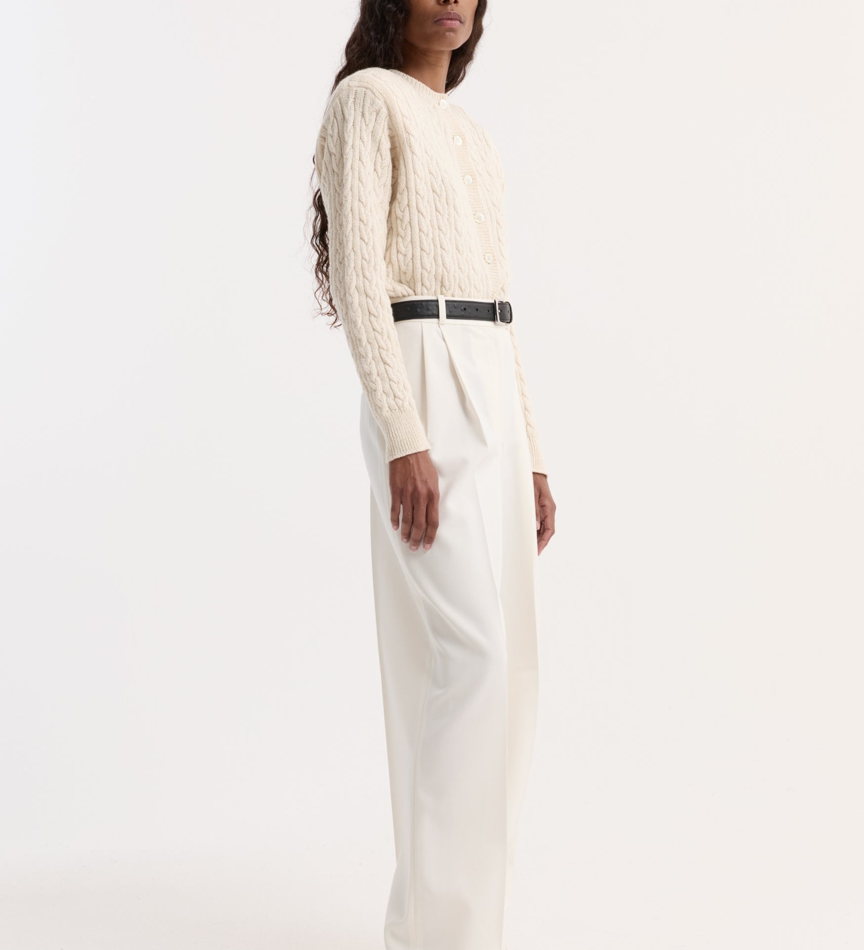 ROHE - Fine merino cable cardigan | cream